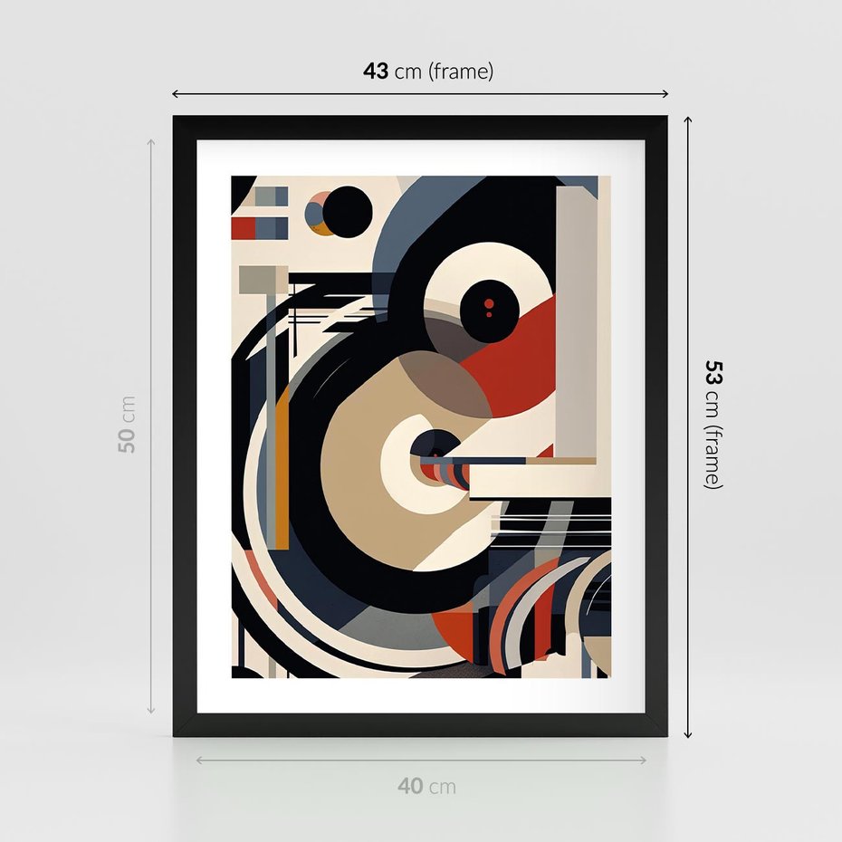 Plakat w ramie 40x50 - Wibracje Marzeń - abstrakcyjny obraz, geometryczne koła - rama czarna