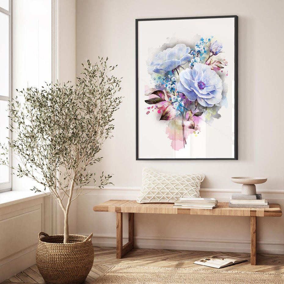 Plakat w ramie 40x50 - Kolorowa Ekspresja - kwiaty, graficzne - rama czarna