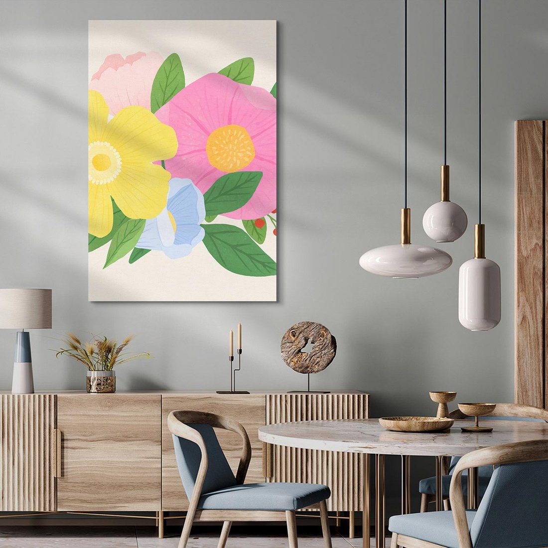 Obraz na płótnie 50x70 - Kwiatowy Uśmiech - kwiaty, akwarela