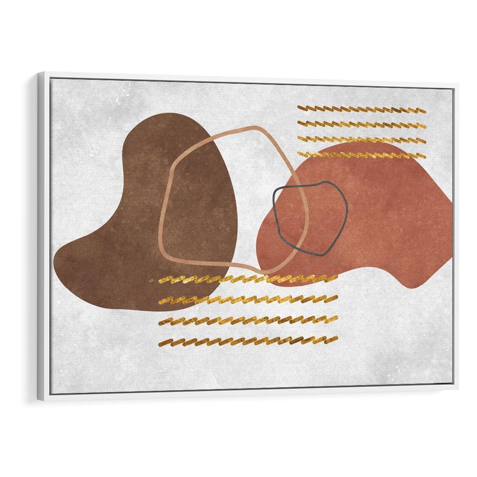 Obraz w ramie 100x70 - Odbicie światła serca - abstrakcyjne rozlane plamy, boho styl - rama biała