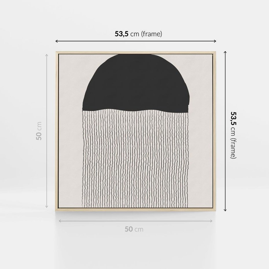 Obraz w ramie 50x50 - Wewnętrzne Widzenia - abstrakcyjna kompozycja, półkole - rama drewno