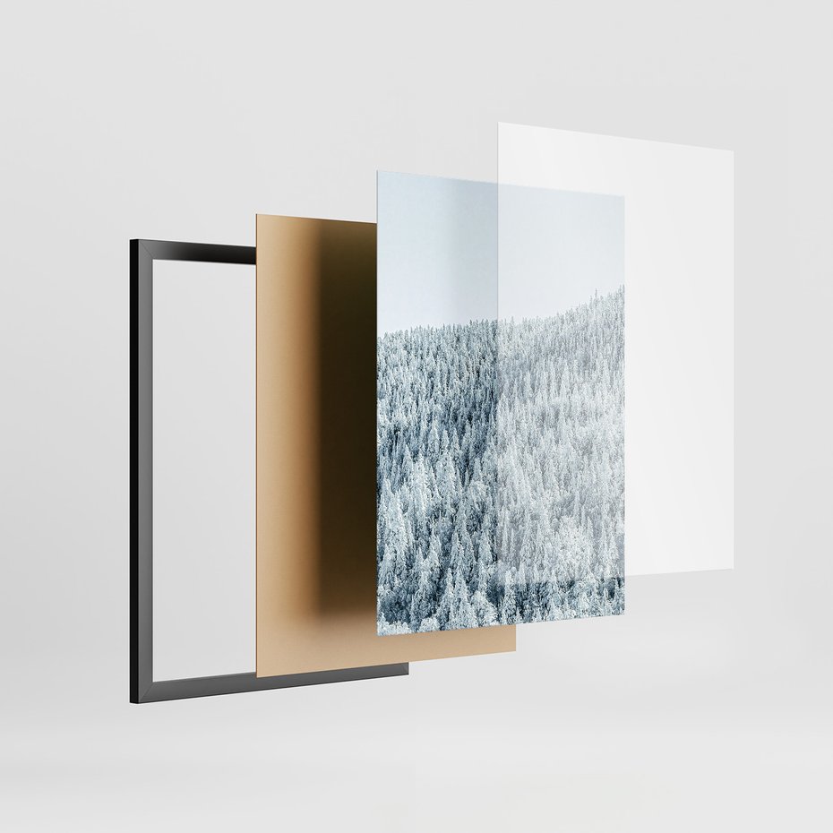 Zestaw obrazy w ramie 30x40 galeria - Zima, górski, domek, śnieg - rama czarna