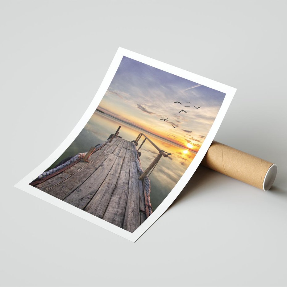 Plakat bez ramy 40x50 - Zachód Słońca na Pomostcie - zachód, słońca