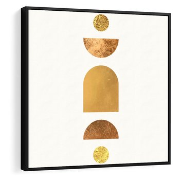Obraz w ramie 50x50 - Abstrakcyjne Wzory - geometryczne złote kształty, tekstura - rama czarna