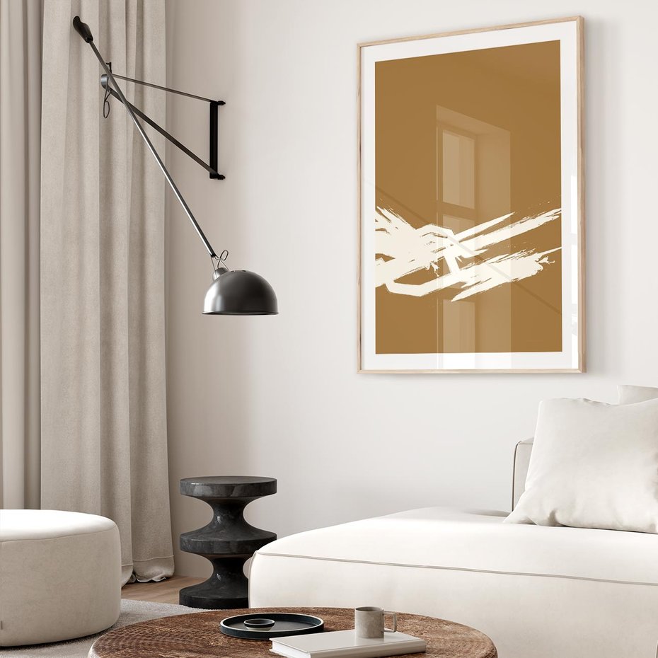 Plakat w ramie 40x50 - Taniec Energii - abstrakcyjne kreski, maźnięcia - rama drewno