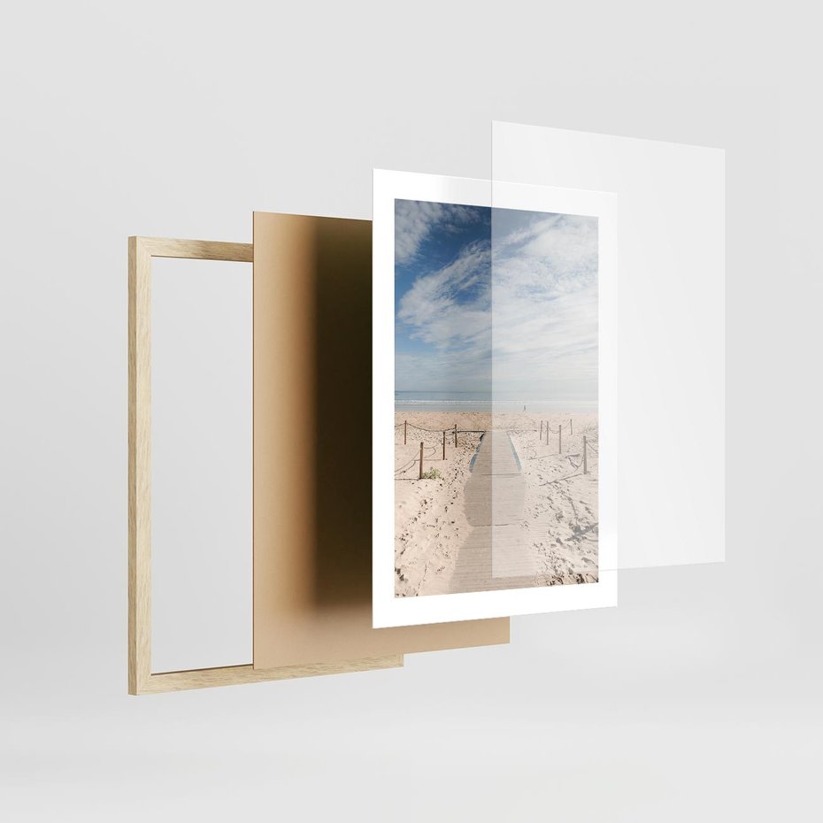 Plakat w ramie 30x40 - Ścieżka na plaży - plaża, ścieżka - rama drewno