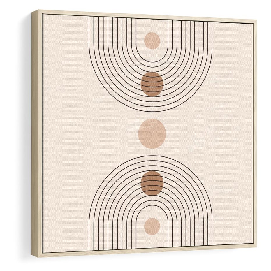 Obraz w ramie 50x50 - Zgeometryzowane Wizje - boho plakat, minimalizm - rama drewno