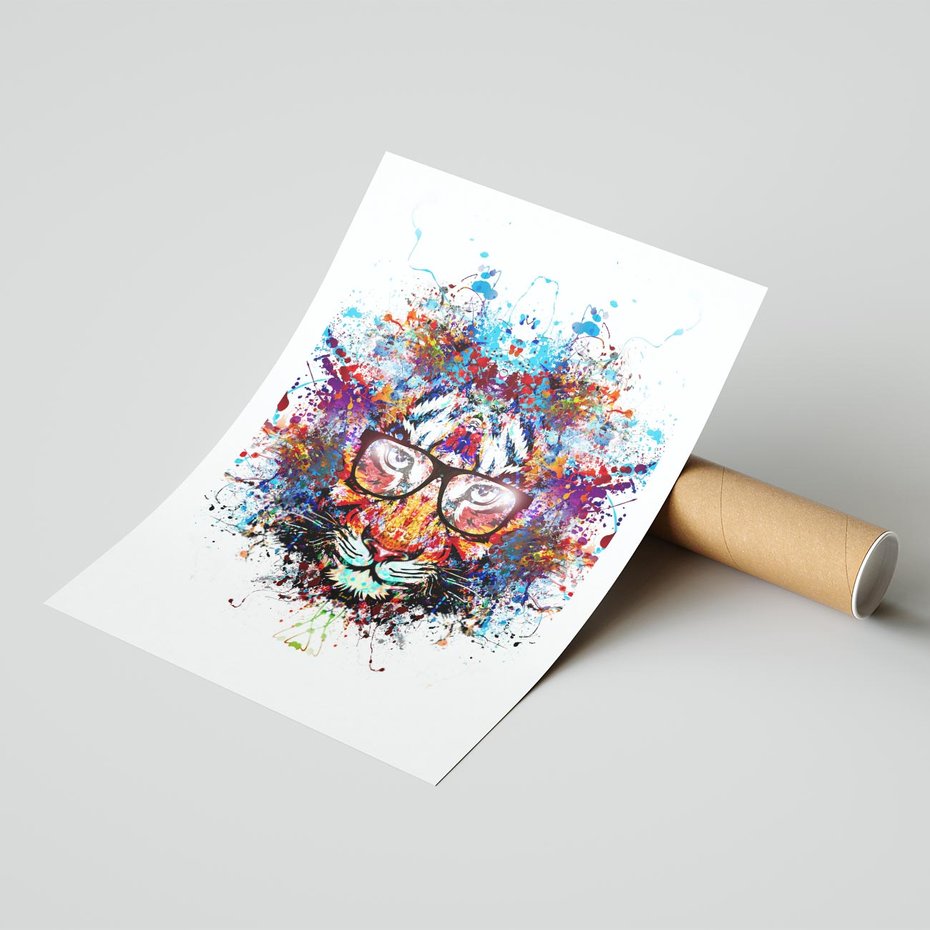 Plakat bez ramy 21x30 - Tygrys w graficznej oprawie - tygrys, grafika