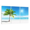 Obraz na płótnie 120x80 - Wakacyjne uniesienie: plaża i palma - plaża, morze