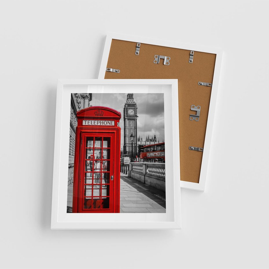 Plakat w ramie 40x50 - Budka w Londynie - Londyn, budka - rama biała