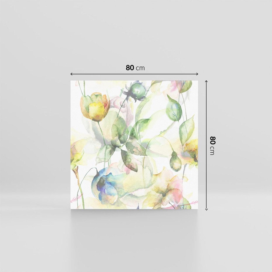Obraz na płótnie 80x80 - Delikatne Kolory - akwarelowe, kwiaty