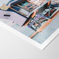 Plakat bez ramy 21x30 - Plażowa Kolorystyka: Budka Ratownika w Pastelach - pastelowa budka ratownika, plaża Miami