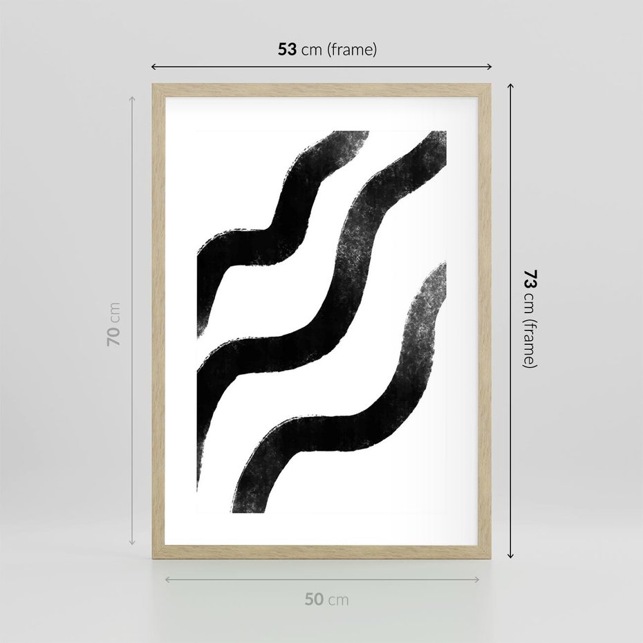 Plakat w ramie 50x70 - Wibracje Plam - abstrakcja, minimalizm - rama drewno