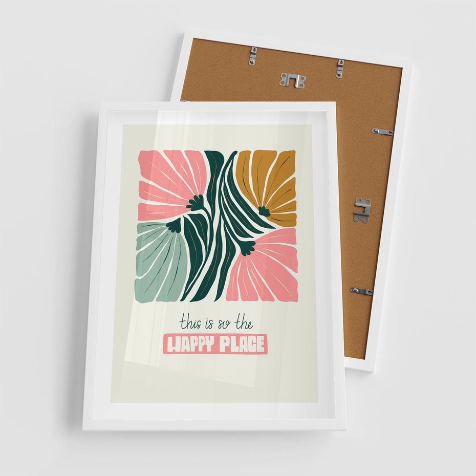 Plakat w ramie 50x70 - Impresje kwiatowej abstrakcji - retro kwiatowa grafika, kompozycja - rama biała