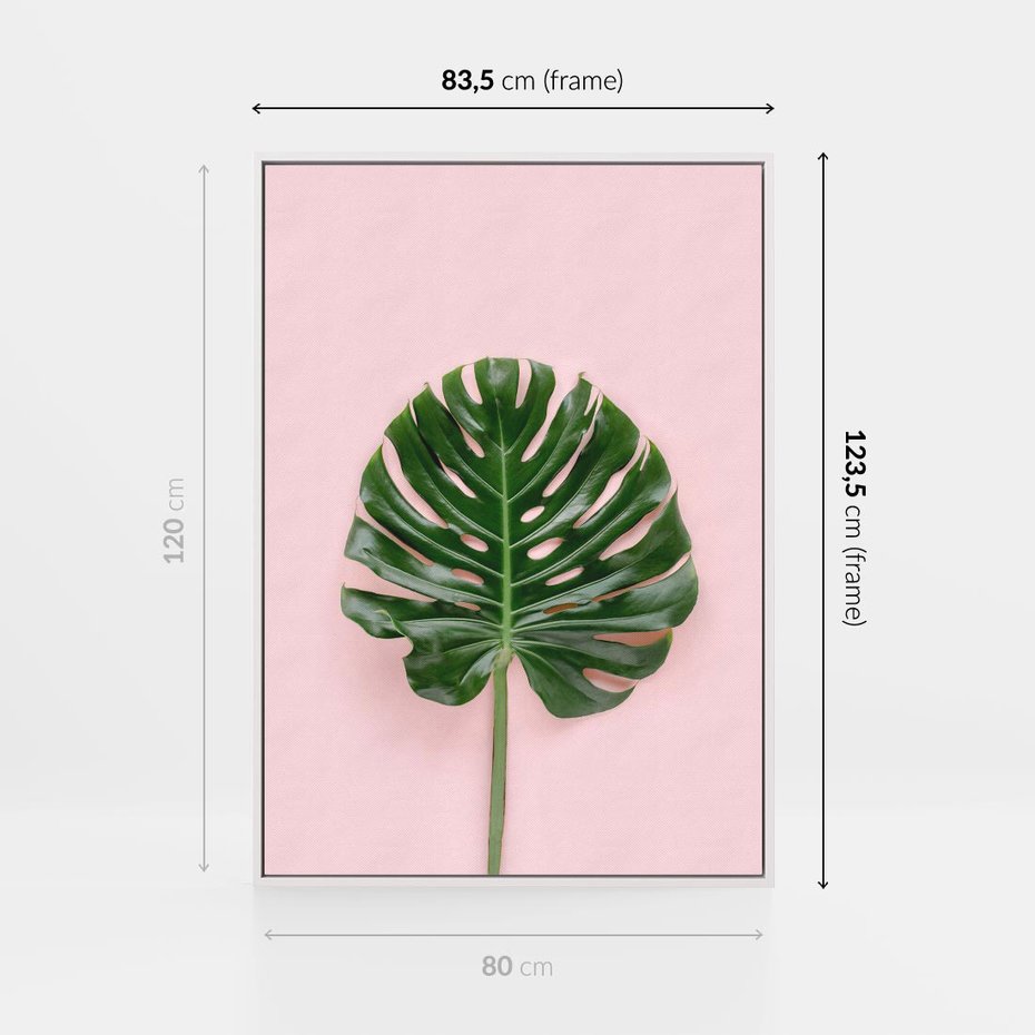 Obraz w ramie 80x120 - Egzotyczna Roślinność - liście, monstera - rama biała