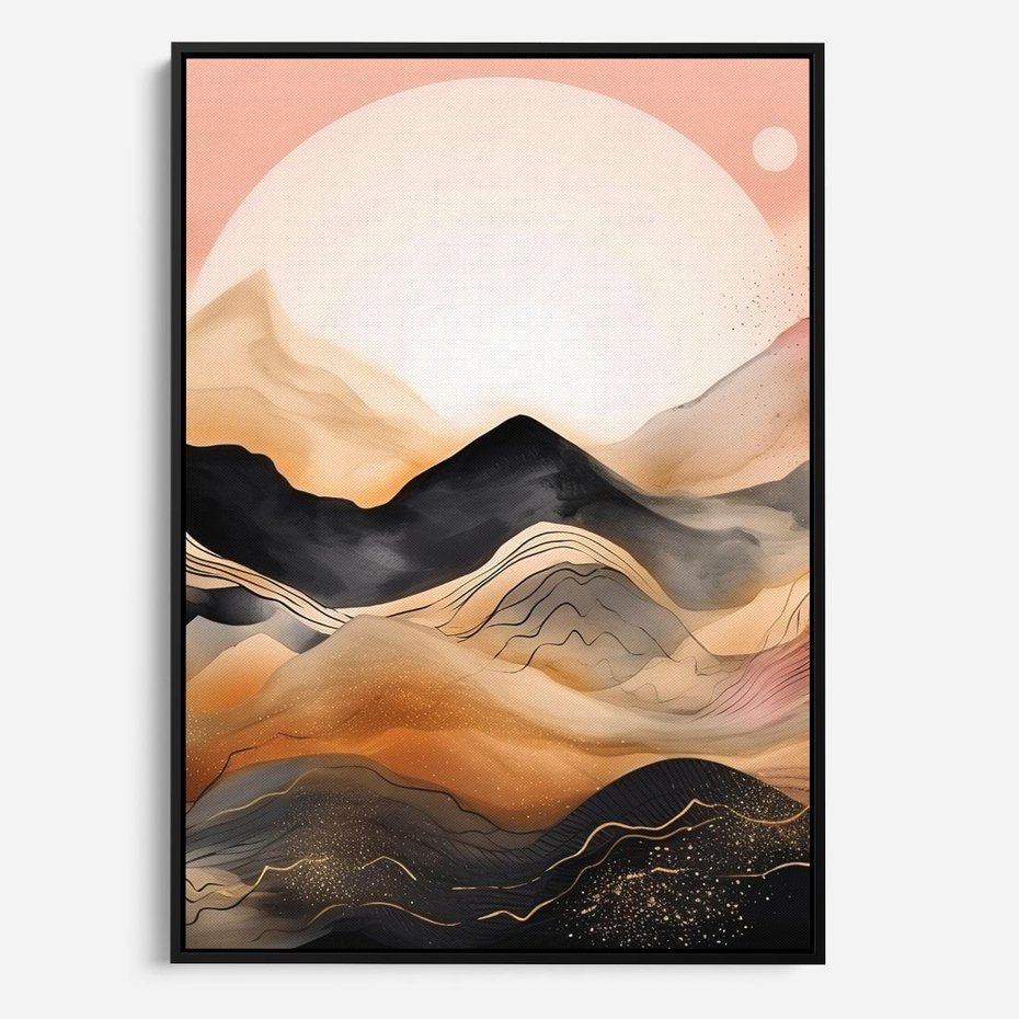 Obraz w ramie 70x100 - Grafika Zachodu - nowoczesna grafika, odcienie pastelowe - rama czarna