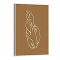 Obraz w ramie 80x120 - Splecione Dłonie - szkic, minimalizm - rama drewno