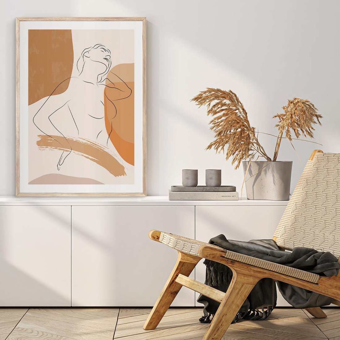 Plakat w ramie 30x40 - Sztuka Prostoty - kobieta, szkic - rama drewno