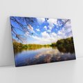 Obraz na płótnie 70x50 - Jezioro: Ukojenie wśród drzew - jezioro, las