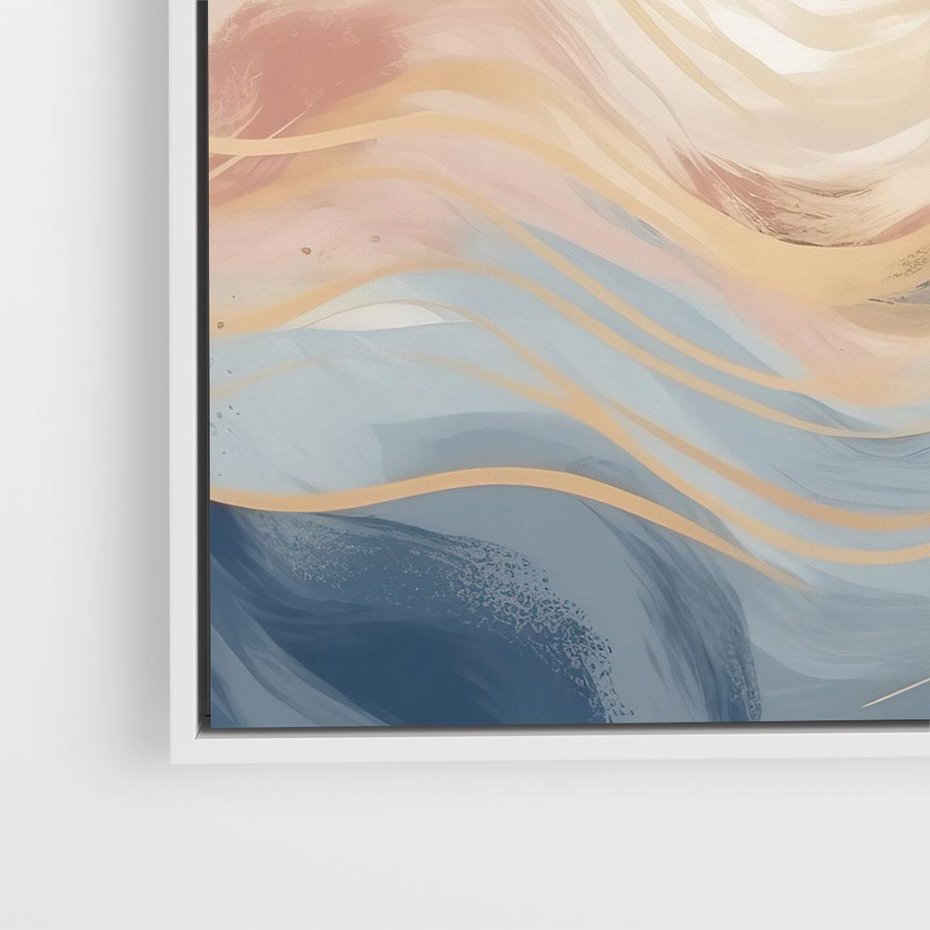 Obraz w ramie 50x50 - Ukojenie Współczesności - abstrakcyjne fale, gładkie linie - rama biała