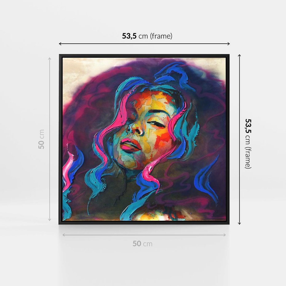 Obraz w ramie 50x50 - Bujna Ekspresja - grafika komputerowa, przypomina obraz olejny - rama czarna