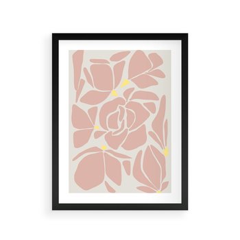 Plakat w ramie 30x40 - Rozplątane Akwarelowe Formy - abstrakcyjne boho kwiaty, kompozycja - rama czarna