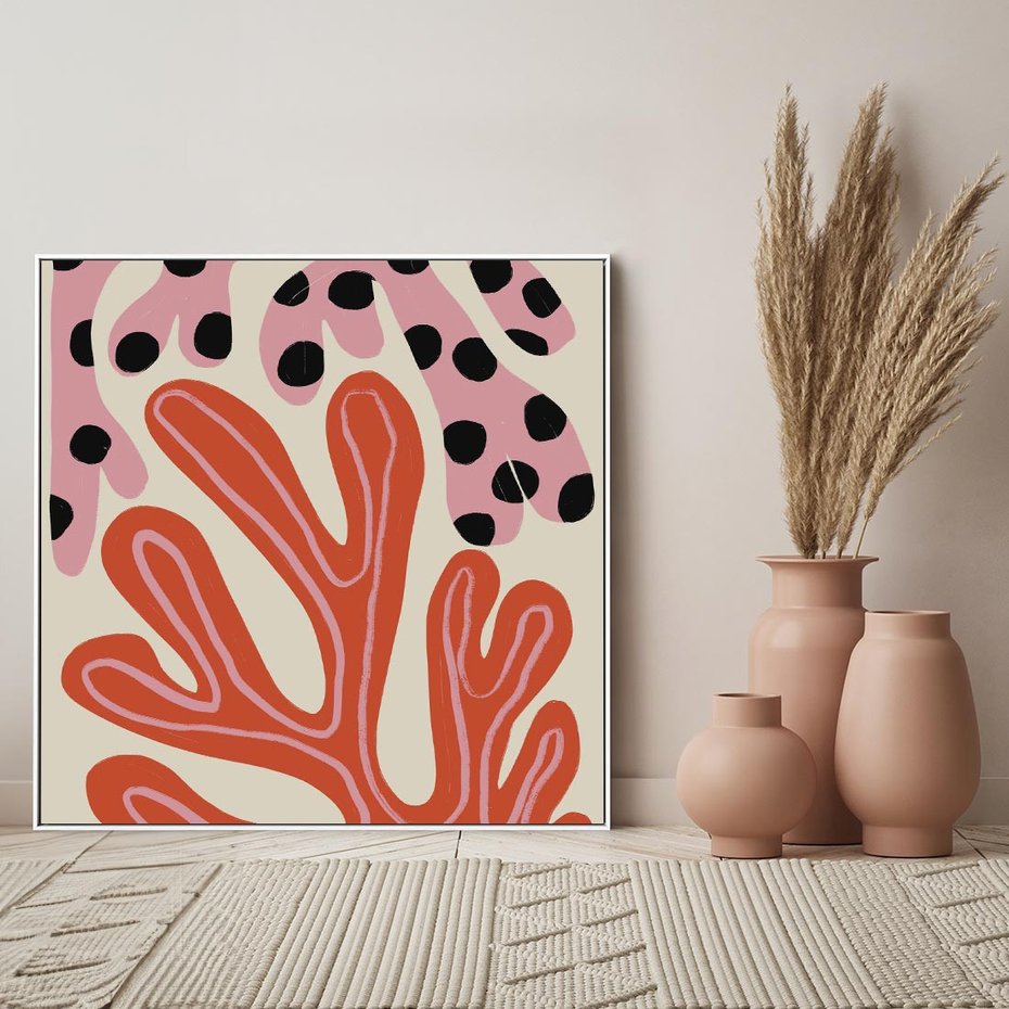 Obraz w ramie 80x80 - Księga Pastelowych Impulsów - abstrakcyjny obraz, plakat - rama biała