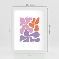 Plakat w ramie 30x40 - Bezgraniczne Wibracje - abstrakcyjne kolorowe kwiaty, minimlizm - rama biała