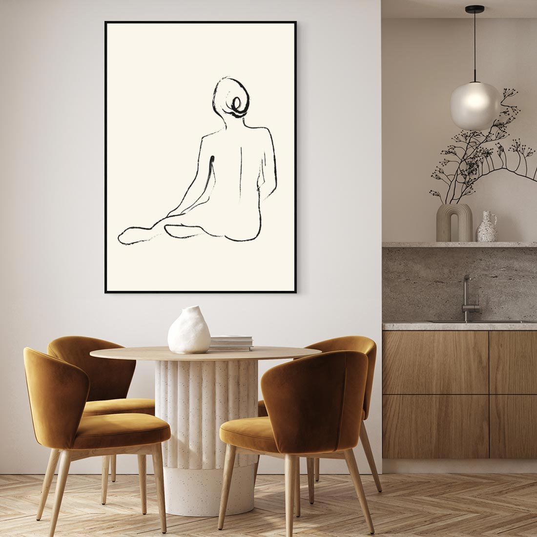 Obraz w ramie 70x100 - Akt w Minimalizmie - kobieta akt, minimalizm - rama czarna