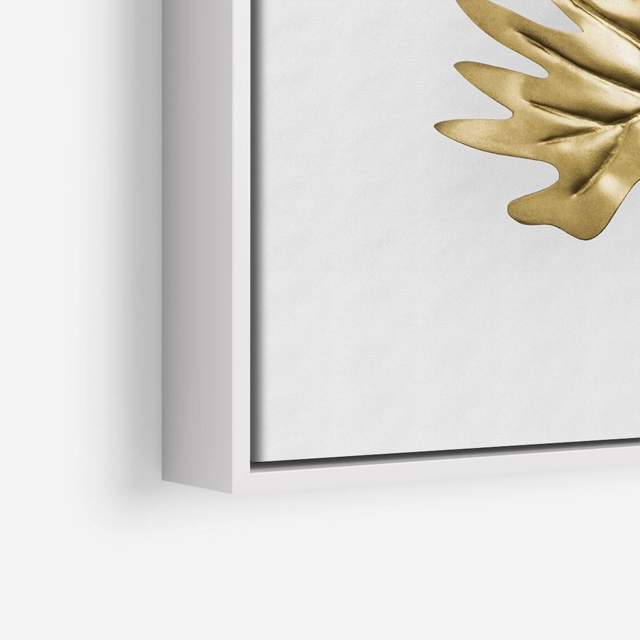 Obraz w ramie 80x80 - Ponadczasowy Urok - złote, liście - rama biała