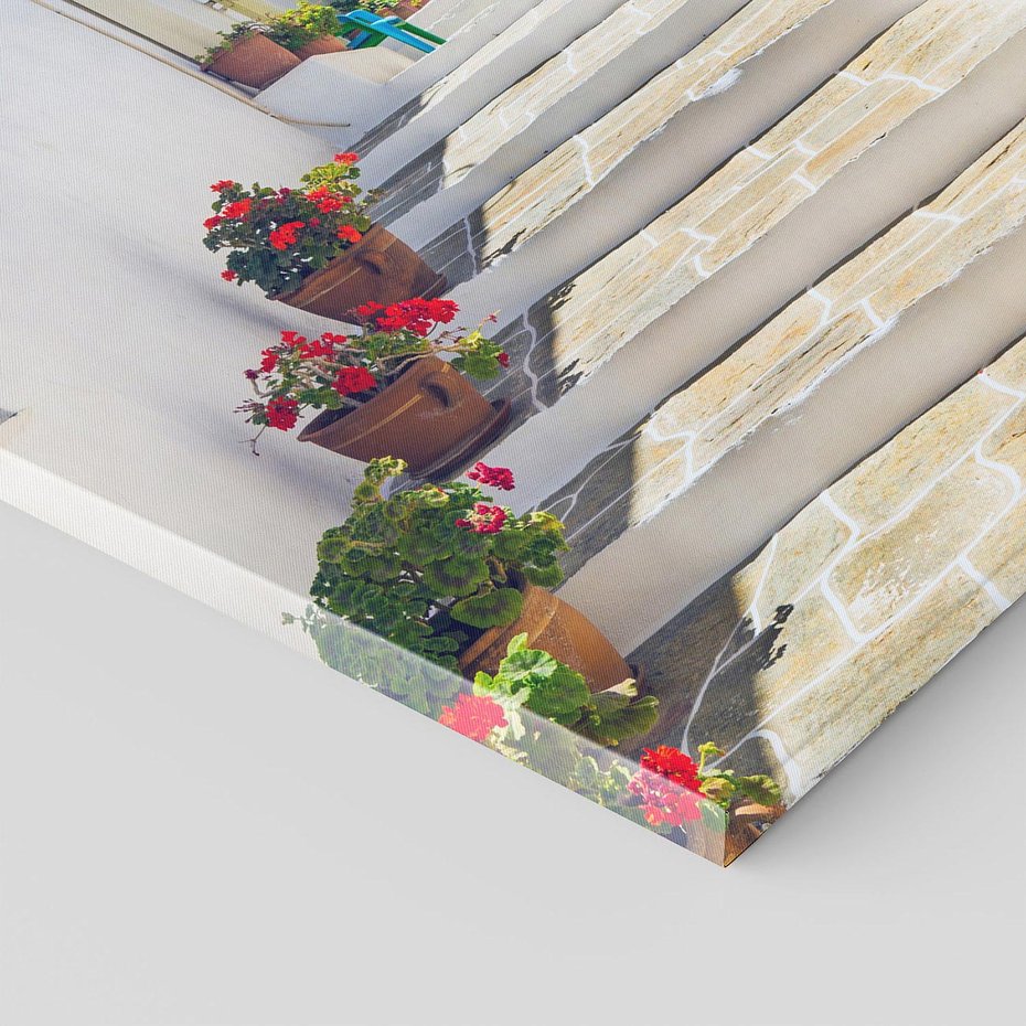 Obraz na płótnie 70x70 - Urok Greckiej Uliczki - grecka, uliczka