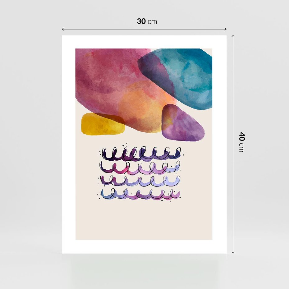 Plakat bez ramy 30x40 - Impresje Akwarelowej Przestrzeni - kolorowe pastelowe plamy, rozmyte żywe kolory