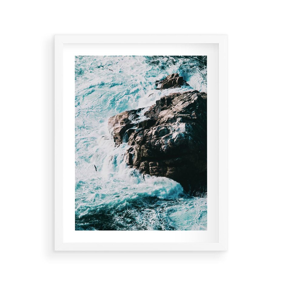 Plakat w ramie 40x50 - Siła Natury - morze, skały - rama biała