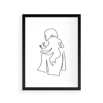 Plakat w ramie 40x50 - Zaklęte Linie - szkic kobiety, jedną linia - rama czarna