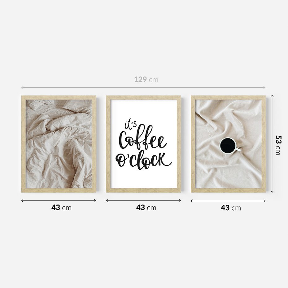Zestaw obrazy w ramie 40x50 galeria - Kawa, w, łóżku, do, sypialni - rama drewno