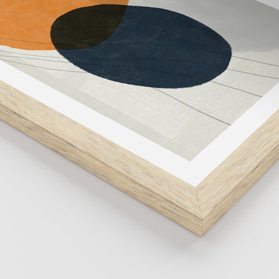 Plakat w ramie 40x50 - Podróżne Pastelowe Pejzaże - geometryczne elementy, stonowane kolory - rama drewno