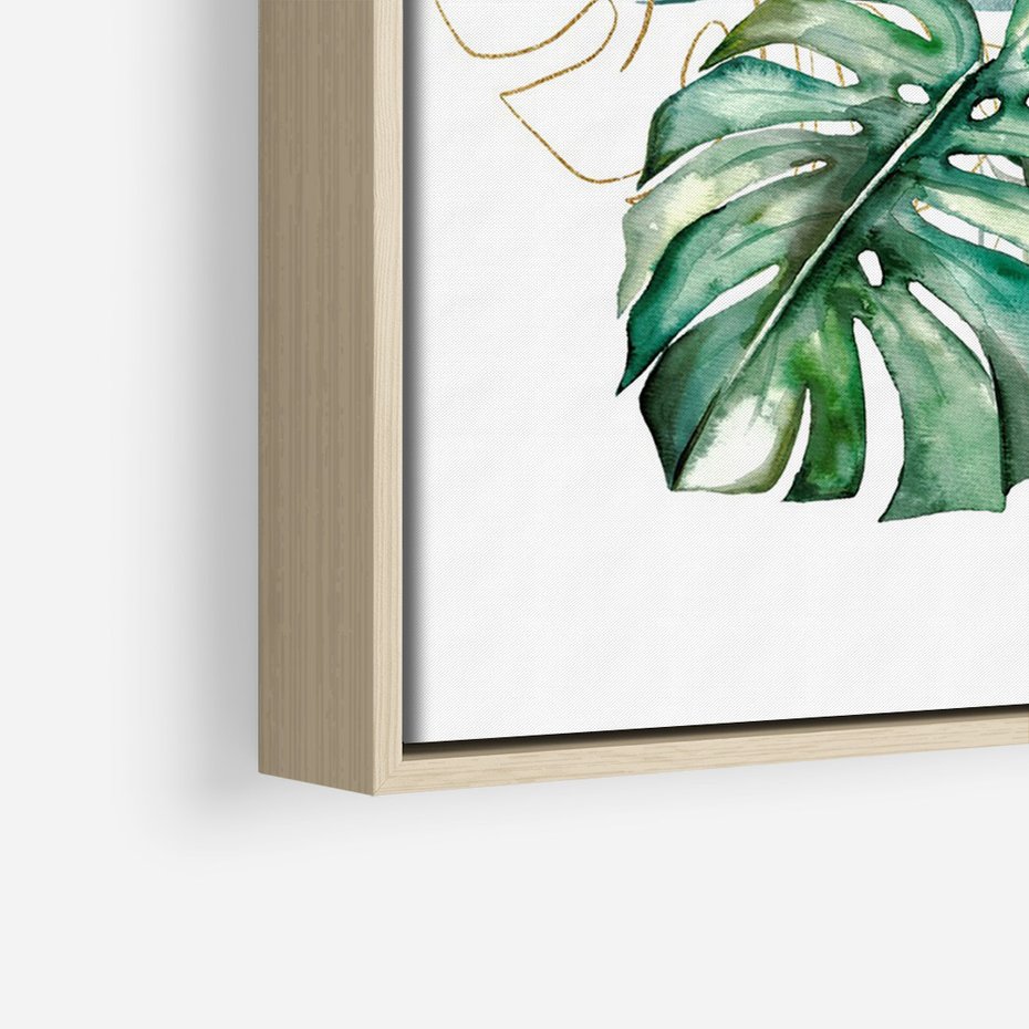 Obraz w ramie 70x100 - Luksus w Detalu - złote, liście - rama drewno