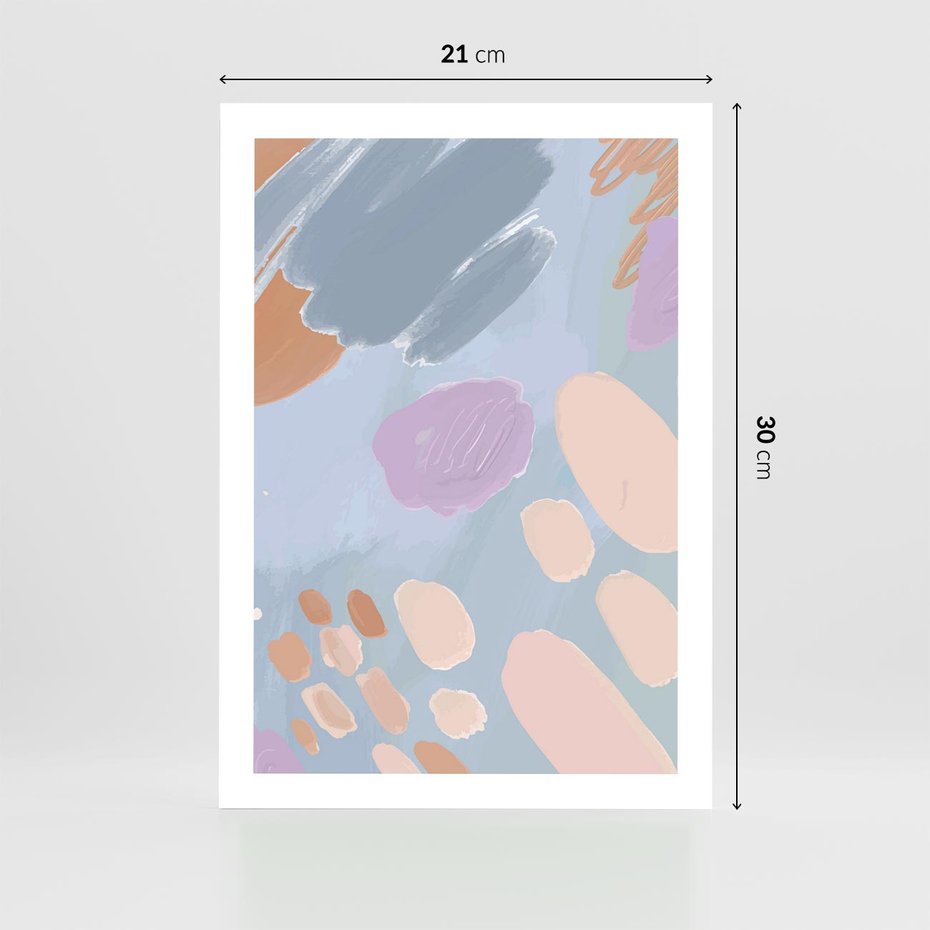 Plakat bez ramy 21x30 - Migocące Pastelowe Spektrum - abstrakcyjne akwarelowe plamy, pastele