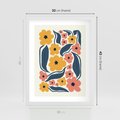 Plakat w ramie 30x40 - Pastelowe Impresje - pastelowe kwiaty, abstrakcyjna kompozycja - rama biała