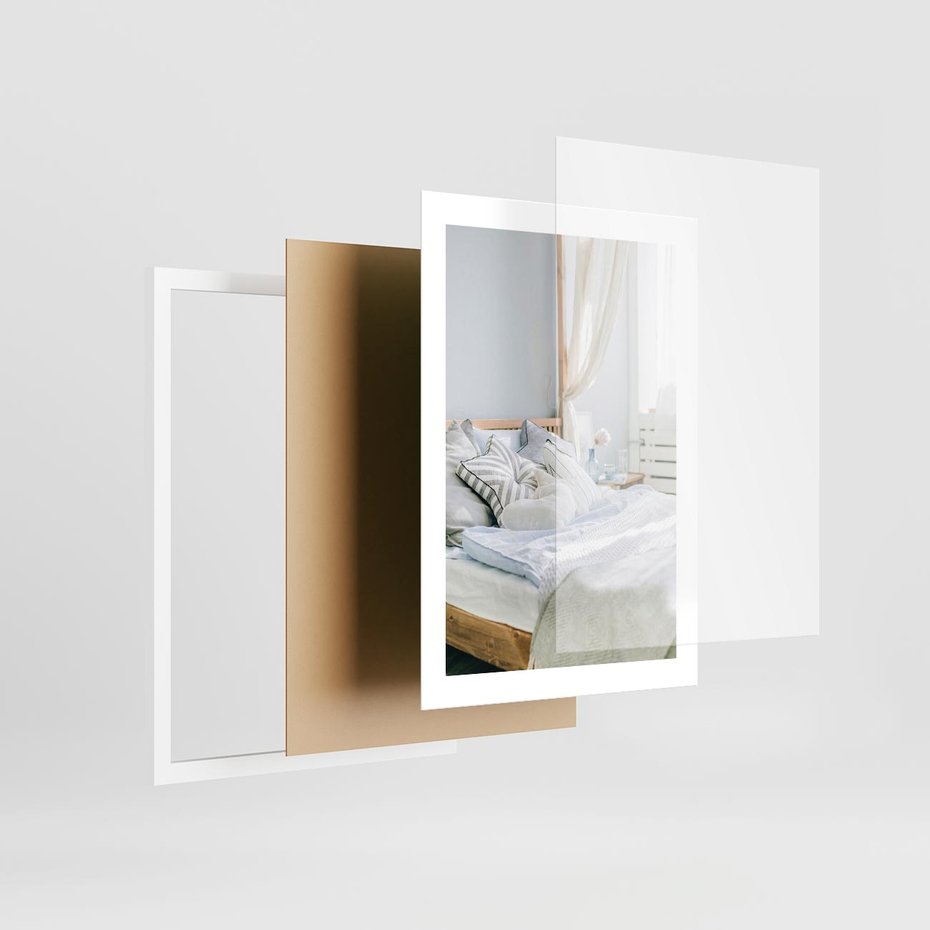 Plakat w ramie 30x40 - Relaks w Sypialni: Jasne Kolory - zdjęcie sypialni, łóżko - rama biała