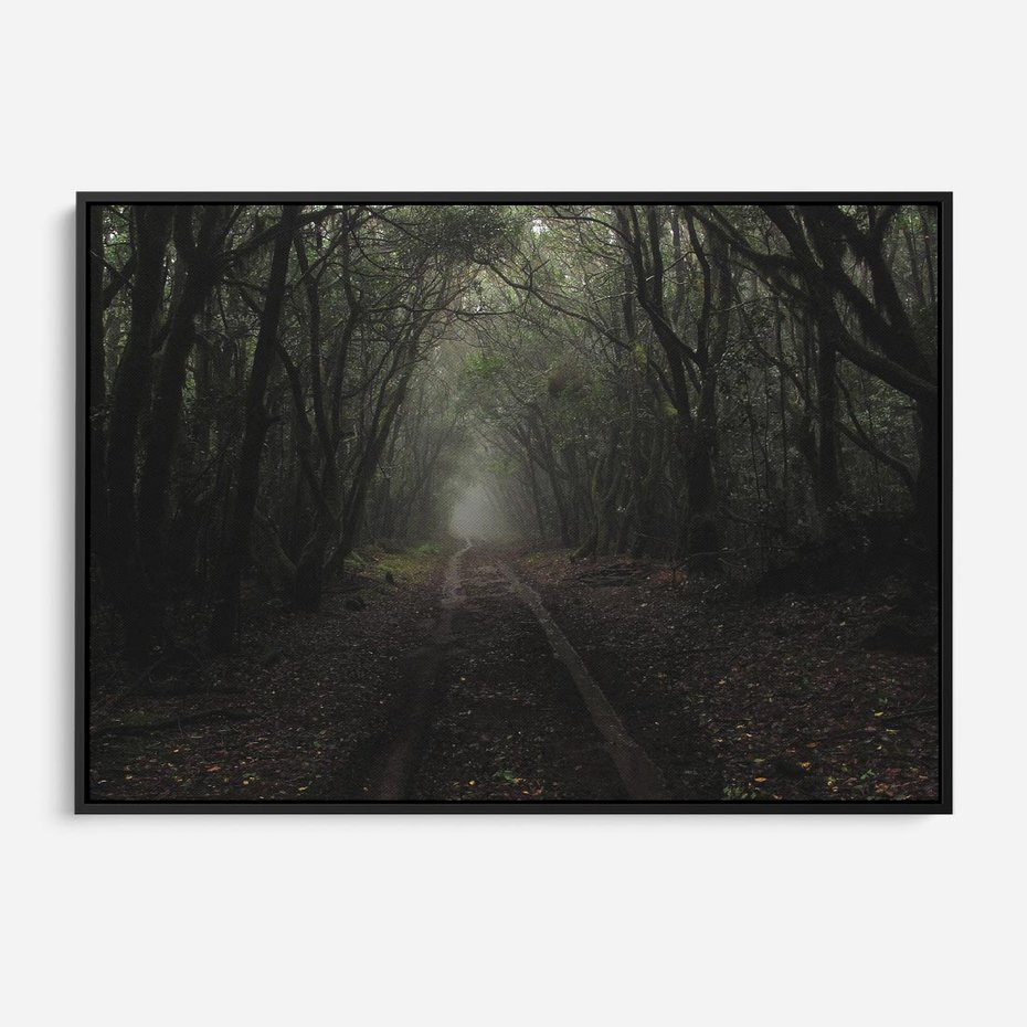 Obraz w ramie 100x70 - Urok Drogi - las, droga - rama czarna