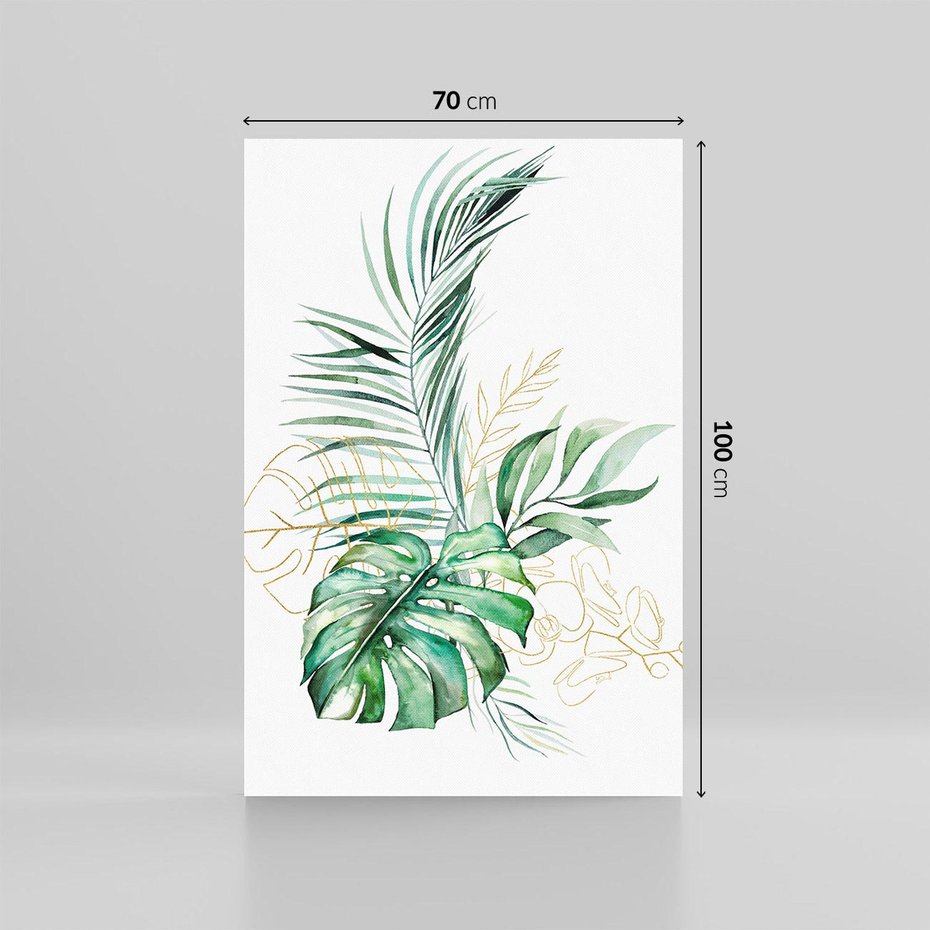 Obraz na płótnie 70x100 - Luksus w Detalu - złote, liście