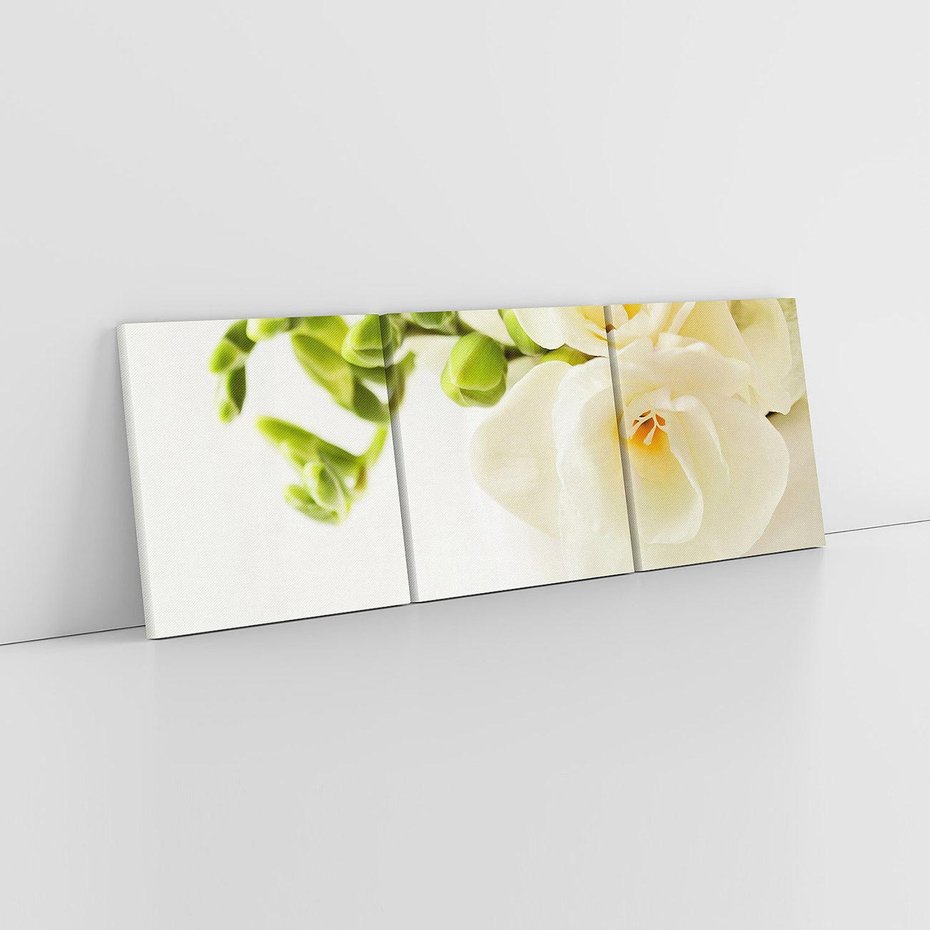 Obraz na płótnie 120x40 - Subtelność białych frezji - frezja, białe
