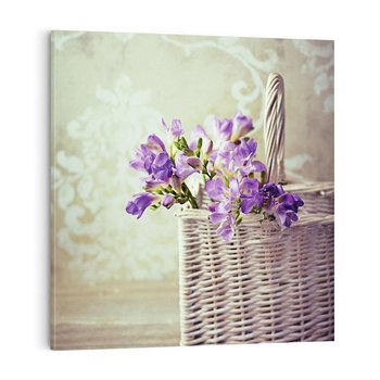 Obraz na płótnie 60x60 - Kwiatowy koszyk - kwiaty, koszyk