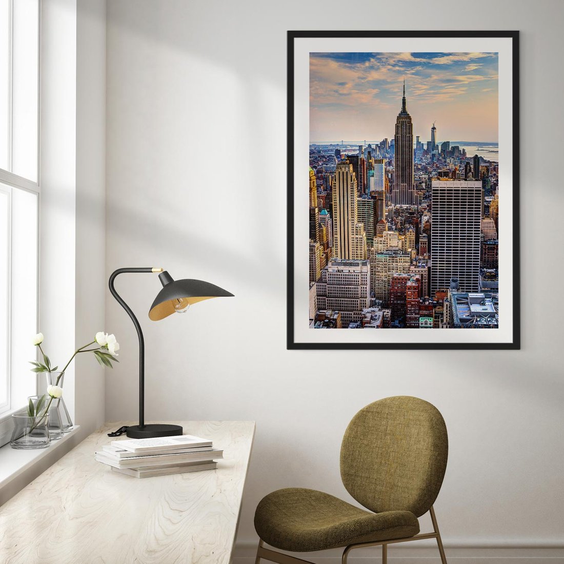Plakat w ramie 30x40 - Manhattan - Wieżowce Nowego Jorku - Manhattan, Nowy Jork - rama czarna