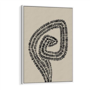 Obraz w ramie 80x120 - Nowoczesne Spektrum Wyobraźni - boho plakat, czarne kropki kreski - rama biała