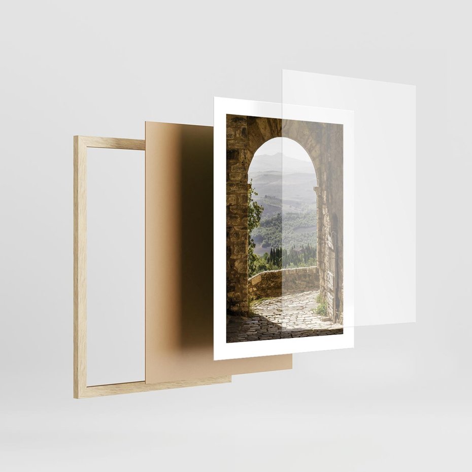 Plakat w ramie 30x40 - Słoneczne Piękno Włoch i Prowansji - Włochy, Prowansja - rama drewno