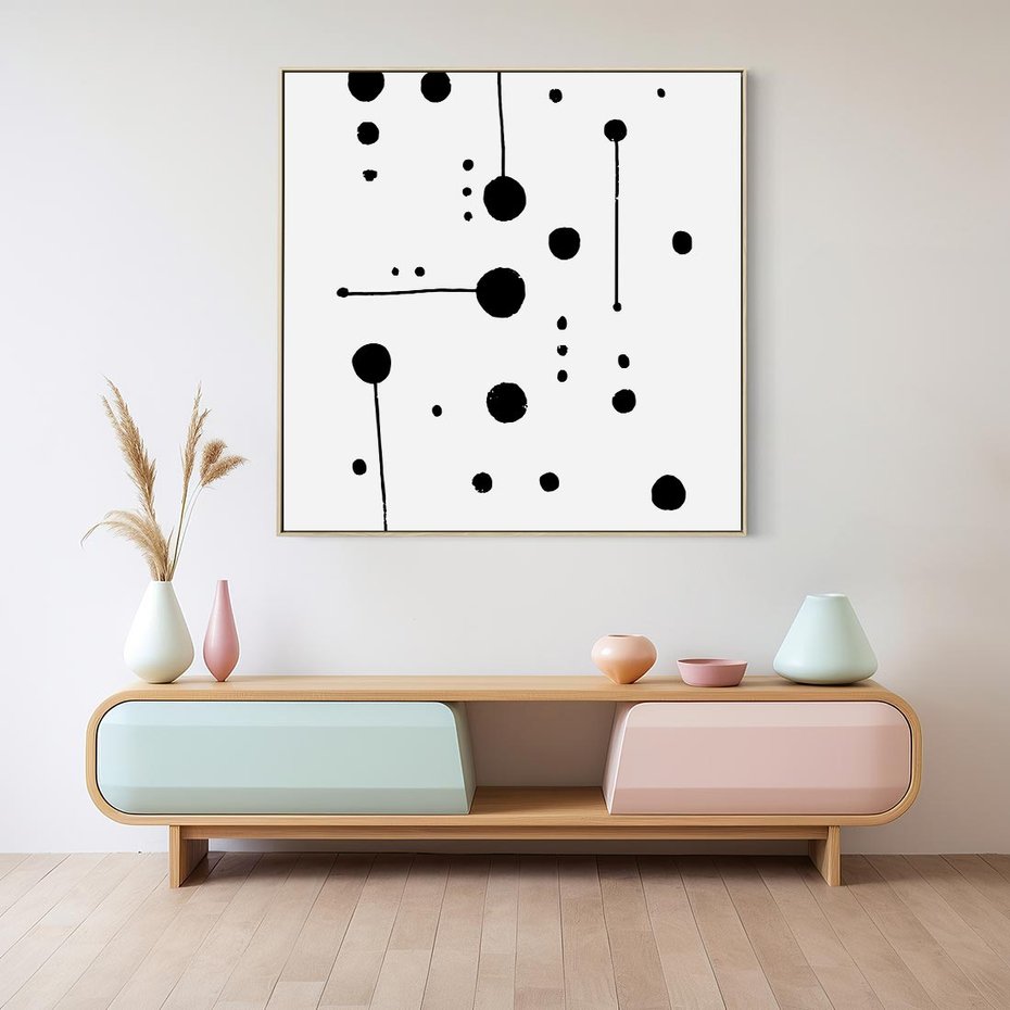 Obraz w ramie 80x80 - Złudne Odbicia - abstrakcja, minimalizm - rama drewno