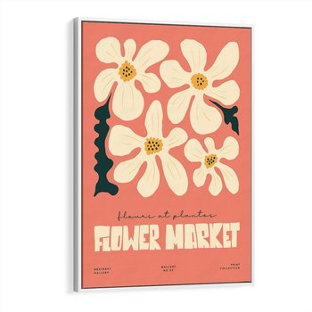 Obraz w ramie 80x120 - Szkicowane Kolorowe Uczucia - kwiatowa kompozycja, minimalizm - rama biała