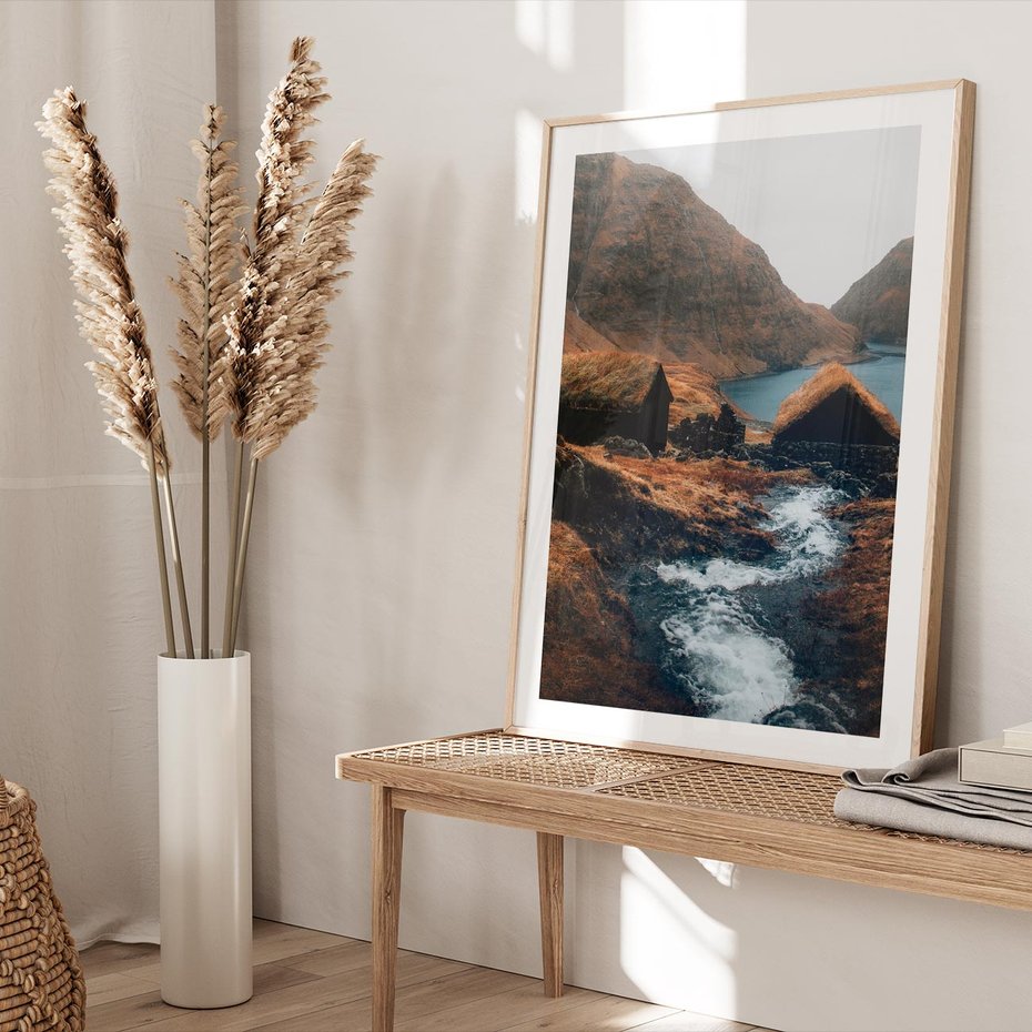 Plakat w ramie 40x50 - Spokój Natury - skandynawski, pejzaż - rama drewno